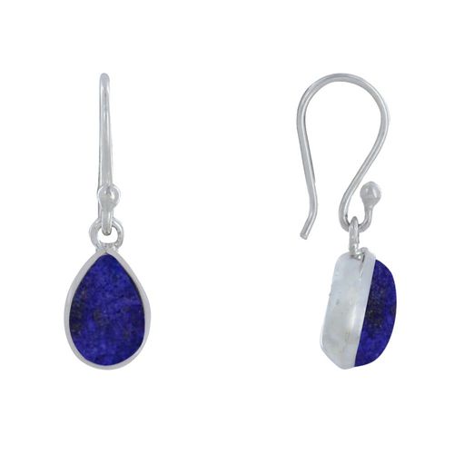 Les Poulettes Bijoux - Boucles D'oreilles Argent Crochet Petite Goutte De Lapis Lazuli