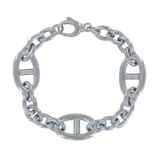 Les Poulettes Bijoux - Bracelet Argent Rhodié Trois Grands Maillons Marin