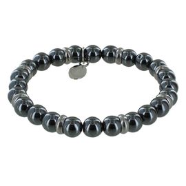 Les Poulettes Bijoux - Bracelet Elastique Anneau Acier Et Perles Hématite