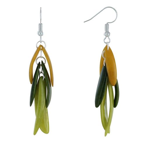 Les Poulettes Bijoux - Boucles D'oreilles Pluma En Tagua