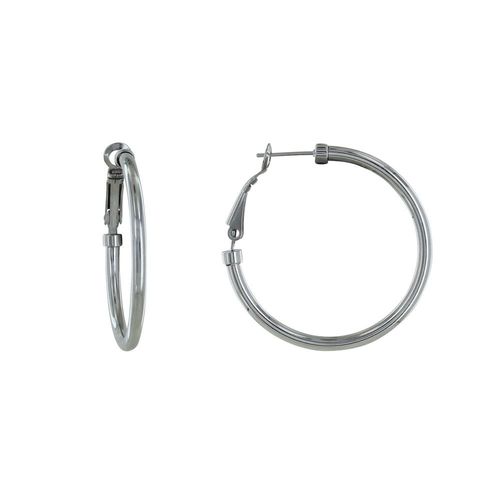 Les Poulettes Bijoux - Boucles D'oreilles Acier Créoles Rondes 4cm