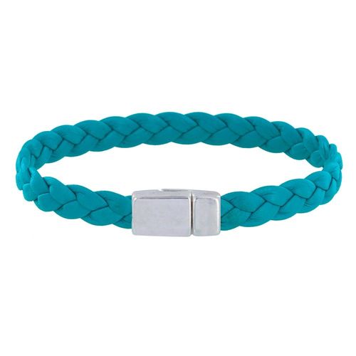Les Poulettes Bijoux - Bracelet Mixte Tresse En Cuir De Chèvre Turquoise 7mm