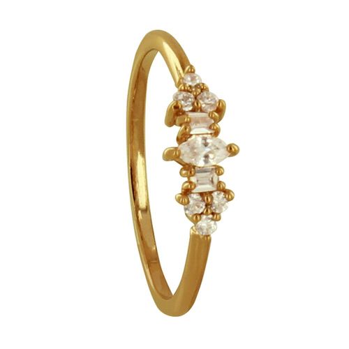 Les Poulettes Bijoux - Bague Plaqué Or Couronne De Strass Ronds Ovale Rectangles
