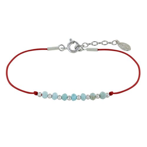 Les Poulettes Bijoux - Bracelet Lien Sept Perles Facettées De Larimar Et Perles Argent