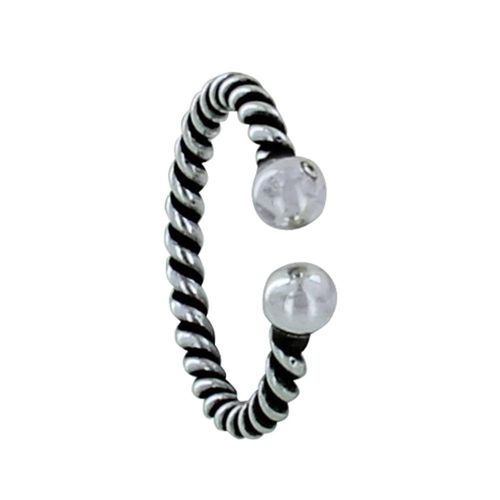 Les Poulettes Bijoux - Bague Argent Corde Deux Perles