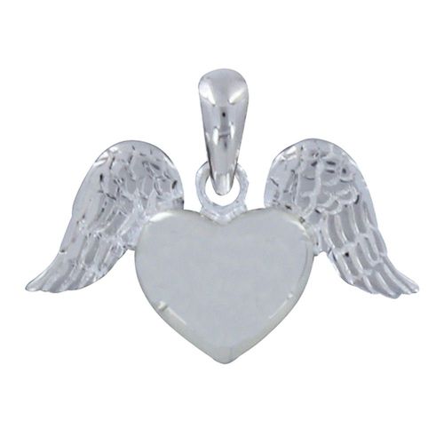Les Poulettes Bijoux - Pendentif Argent Coeur Et Ailes D'ange