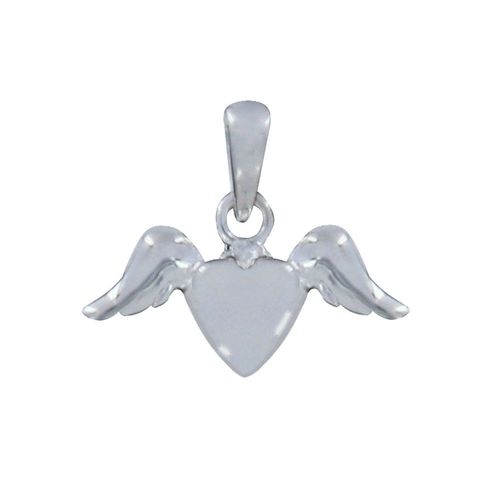 Les Poulettes Bijoux - Pendentif Argent Coeur Et Ailes D'ange - Petit Modèle