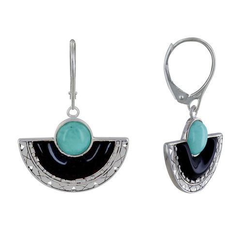 Les Poulettes Bijoux - Boucles D'oreilles Argent Eventail De Corne Et Perle De Larimar