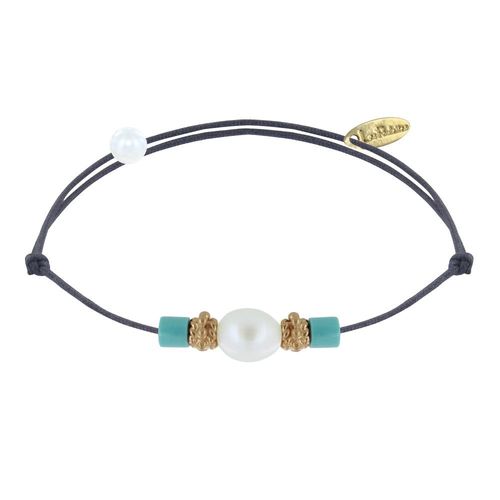 Les Poulettes Bijoux - Bracelet Lien Perle De Culture Blanche Perles Plaqué Or Et De Turquoise