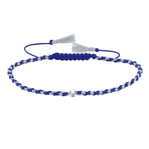 Les Poulettes Bijoux - Bracelet Lien Tréssé Rond Bicolore Lurex Et Une Perle Argent 925