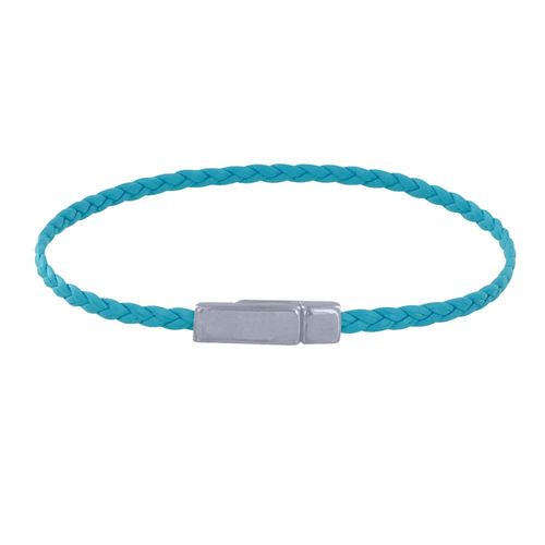 Les Poulettes Bijoux - Bracelet Femme Tresse Plate En Cuir Mat Femoir Aimanté Métal Argenté