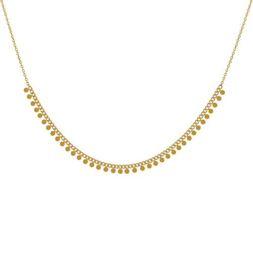 Les Poulettes Bijoux - Collier Plaqué Or Mailles Gourmettes Et Petites Breloques Rondes