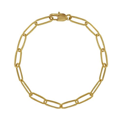 Les Poulettes Bijoux - Bracelet Plaqué Or Mailles Cheval Texturées