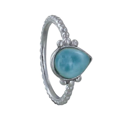 Les Poulettes Bijoux - Bague Argent Petite Goutte De Larimar