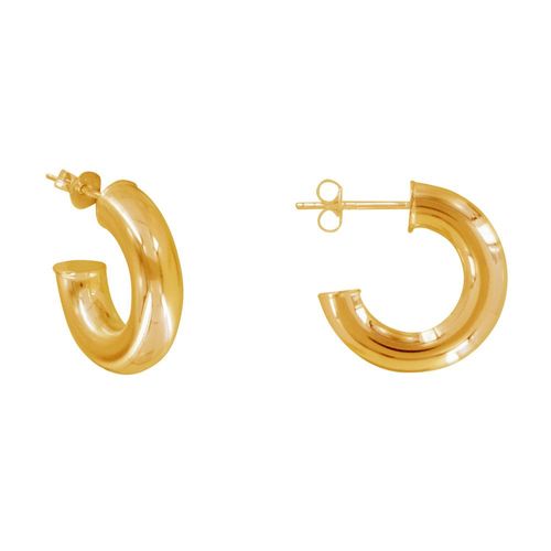 Les Poulettes Bijoux - Boucles D'oreilles Argent Doré Demi Créoles Rondes