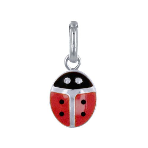 Les Poulettes Bijoux - Pendentif Argent Coccinelle Rouge Et Noire