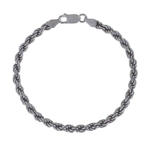 Les Poulettes Bijoux - Bracelet Argent Rhodié Mailles Corde 4mm