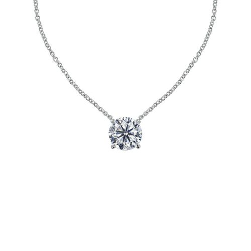 Les Poulettes Bijoux - Collier Argent Rhodié Solitaire Cristal 7mm