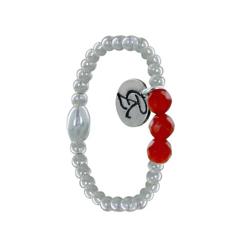 Les Poulettes Bijoux - Bague Argent Elastique Bille Et Trois Perles De Cornaline Facettée