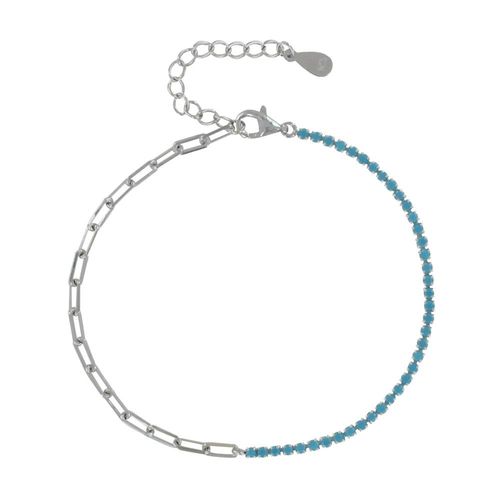 Les Poulettes Bijoux - Bracelet Argent Mailles Cheval Et Petits Cubes De Strass