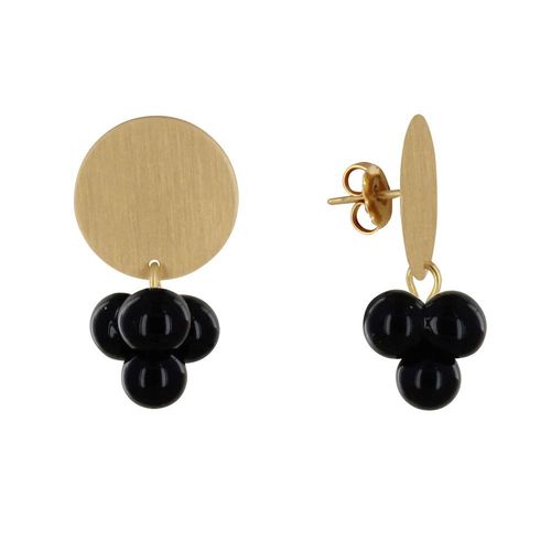 Les Poulettes Bijoux - Boucles D'oreilles Pastille En Laiton Et Bouquet De Perles De Verre