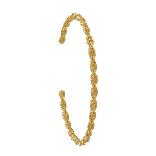 Les Poulettes Bijoux - Bracelet Plaqué Or Demi Jonc Torsadé Et Diamanté Rond