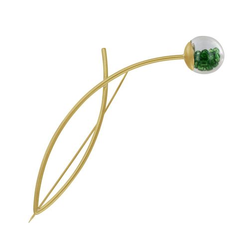 Les Poulettes Bijoux - Broche Double Tiges Laiton Bulle Pâte De Verre