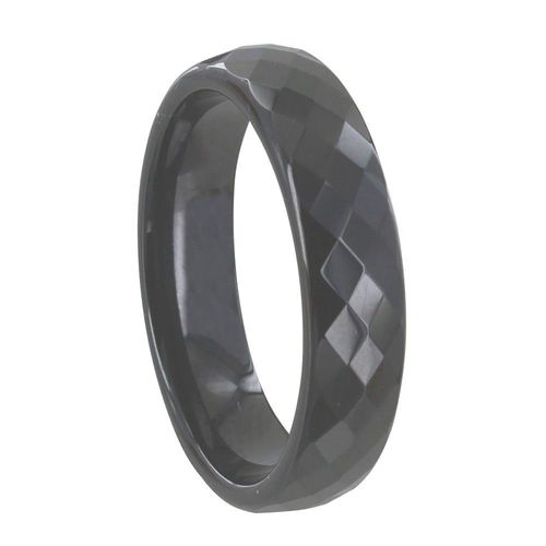 Les Poulettes Bijoux - Bague Anneau Large D'hématite Facettée - 6mm Taille 68