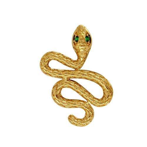 Les Poulettes Bijoux - Pendentif Plaqué Or Serpent Aux Yeux Verts