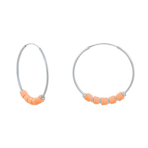 Les Poulettes Bijoux - Boucles D'oreilles Argent Créoles Perles Et Anneaux Colorés 3,5cm