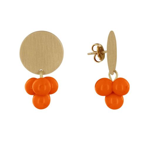 Les Poulettes Bijoux - Boucles D'oreilles Pastille En Laiton Et Bouquet De Perles De Verre