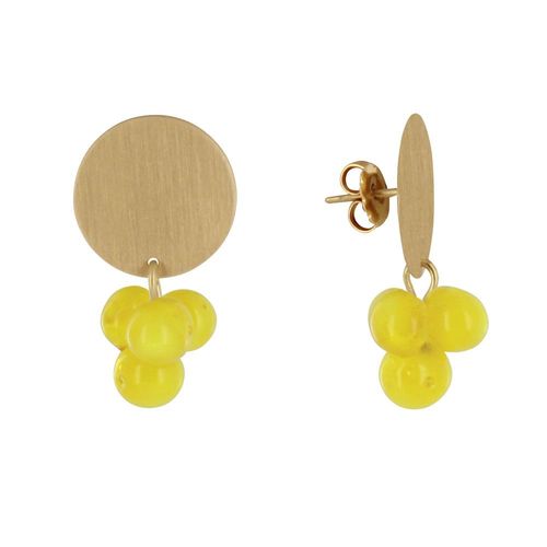 Les Poulettes Bijoux - Boucles D'oreilles Pastille En Laiton Et Bouquet De Perles De Verre