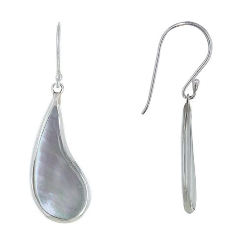 Les Poulettes Bijoux - Boucles D'oreilles Argent Larme Nacre Ivoire