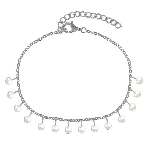 Les Poulettes Bijoux - Bracelet Argent Rhodié Breloques Perles D'eau Douce