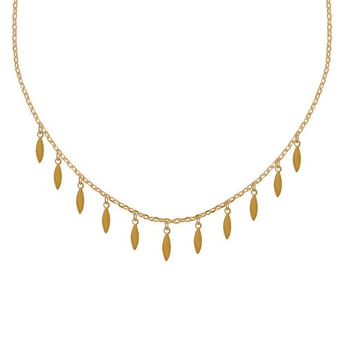 Les Poulettes Bijoux - Collier Plaqué Or Petites Breloques Feuilles