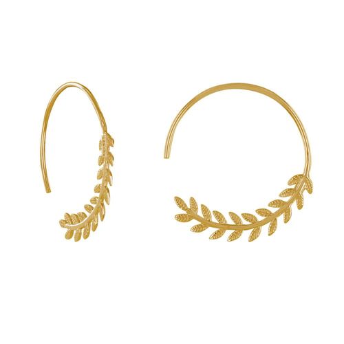 Les Poulettes Bijoux - Boucles D'oreilles Plaqué Or Créoles Laurier