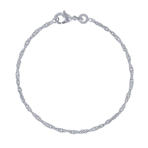 Les Poulettes Bijoux - Bracelet Argent Rhodié Maille Singapour 3mm