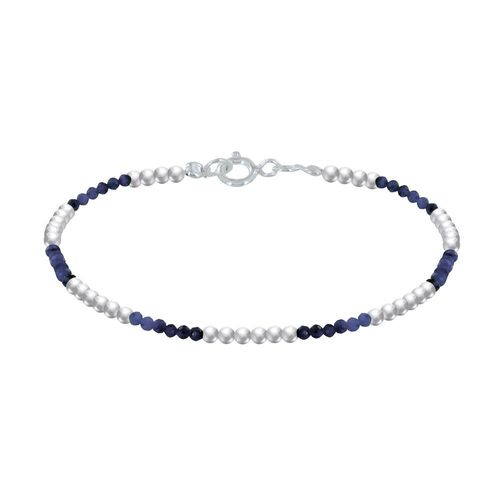 Les Poulettes Bijoux - Bracelet Perles Argent Et Perles De Lapis Lazuli Facetté M1