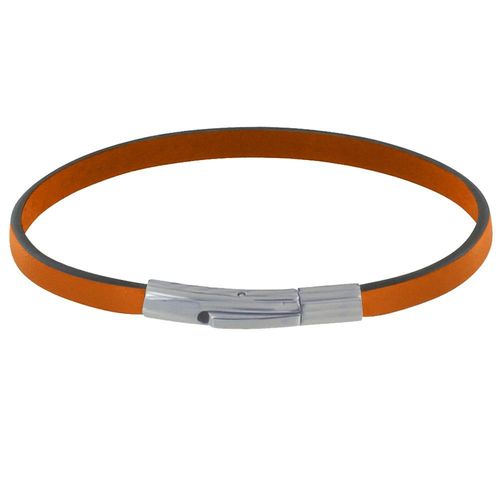 Les Poulettes Bijoux - Bracelet Homme Cuir Simple Fermoir Acier Inoxydable - 19cm