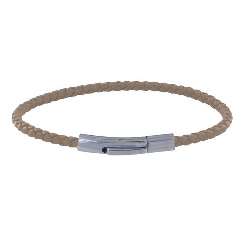 Les Poulettes Bijoux - Bracelet Femme Cuir Tréssé Rond 18cm