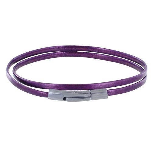 Les Poulettes Bijoux - Bracelet Femme Double Tour Cuir Plat Brillant Pour Poignet De 18cm