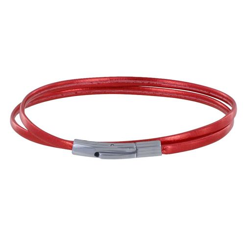 Les Poulettes Bijoux - Bracelet Femme Double Tour Cuir Plat Brillant Pour Poignet De 18cm
