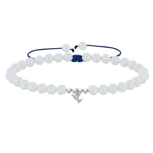 Les Poulettes Bijoux - Bracelet Lien Colombe Argent 925 Et Perles Rondes Nacrées