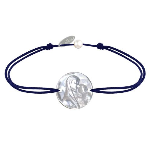 Les Poulettes Bijoux - Bracelet Lien Médaille De Nacre Ronde Vierge À L'enfant