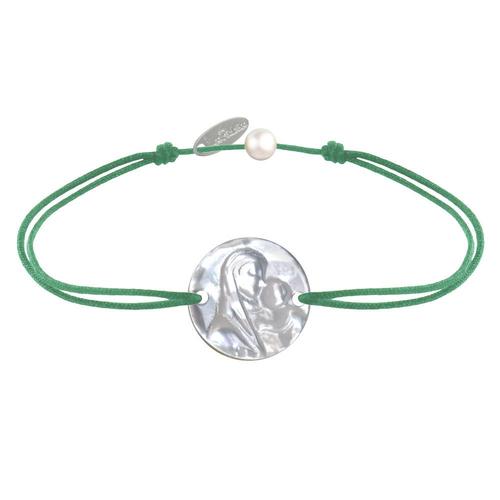 Les Poulettes Bijoux - Bracelet Lien Médaille De Nacre Ronde Vierge À L'enfant