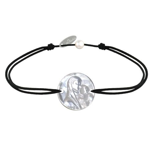 Les Poulettes Bijoux - Bracelet Lien Médaille De Nacre Ronde Vierge À L'enfant