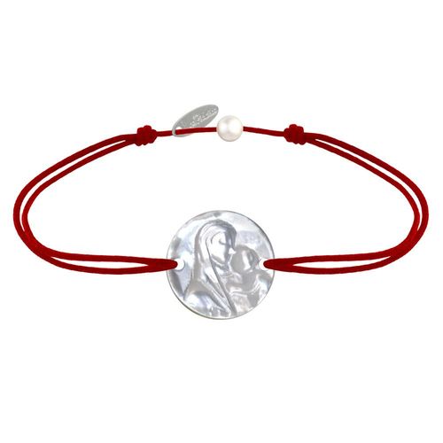 Les Poulettes Bijoux - Bracelet Lien Médaille De Nacre Ronde Vierge À L'enfant