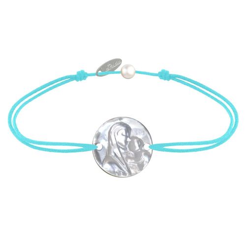 Les Poulettes Bijoux - Bracelet Lien Médaille De Nacre Ronde Vierge À L'enfant