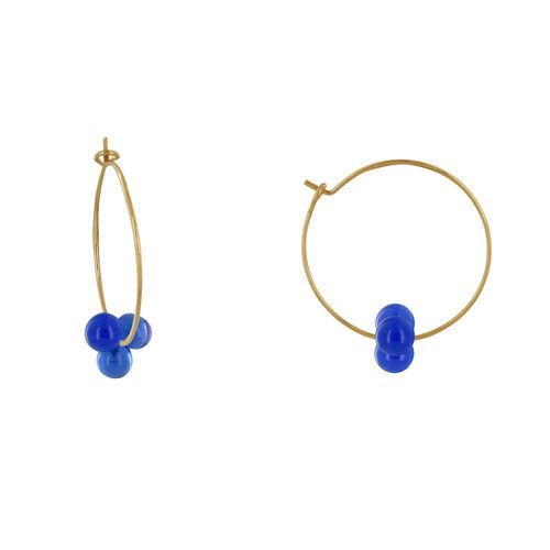 Les Poulettes Bijoux - Boucles D'oreilles Créoles Laiton Fermée Et Bouquet De Perles De Verre