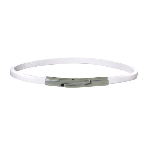 Les Poulettes Bijoux - Bracelet Femme Cuir Simple Plat Fermoir Acier Inoxydable